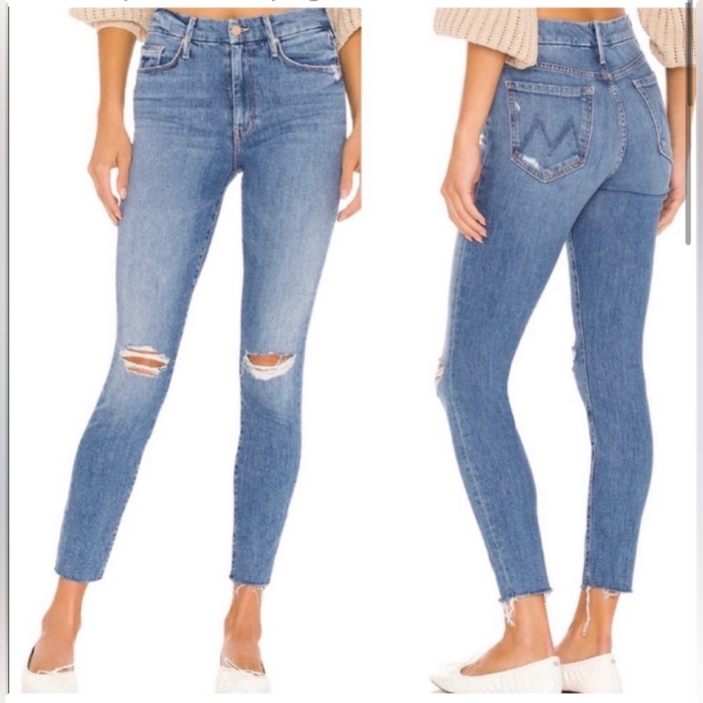 MOTHER The Looker Ankle Fray Skinny Jeans in Not Cut & Pasted Size 32